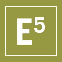 A green square with a white border containing the text "E5" in bold white letters.