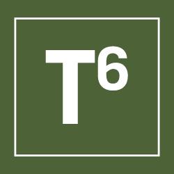 A green square icon with a white border and the letter "T" followed by the number "6" in white at the center.